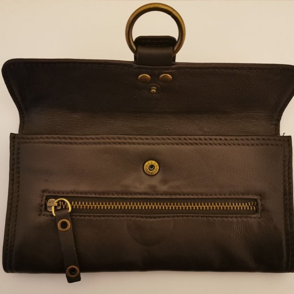 Danier genuine leather purse /wallet brown very soft leather w buckle & zipper - Picture 6 of 9